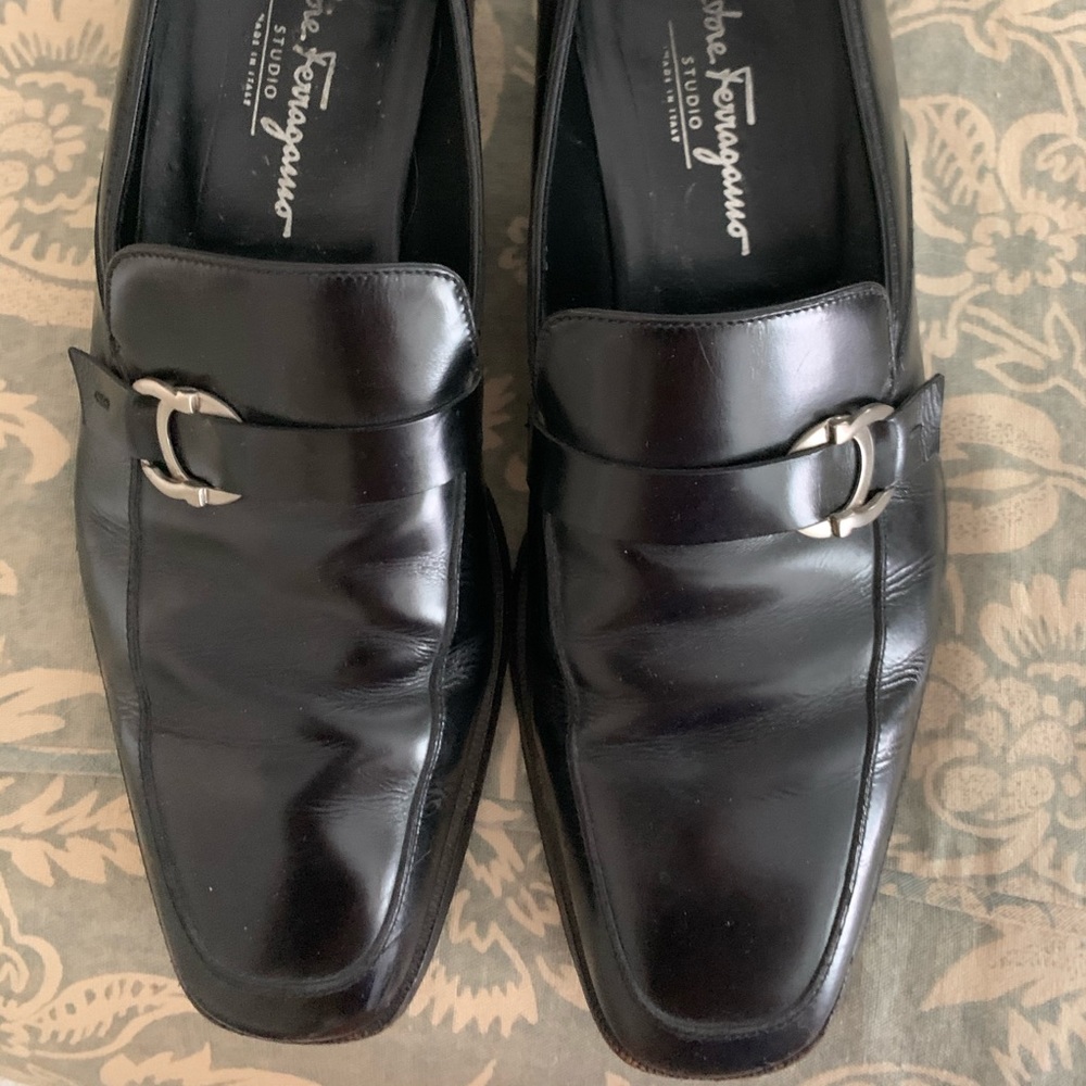 Salvatore Ferragamo Black Leather Shoes Mens (s10)